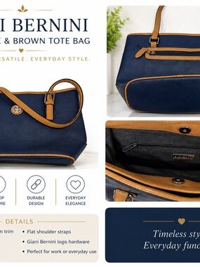 Giani Bernini Navy and Tan Two-Tone Tote